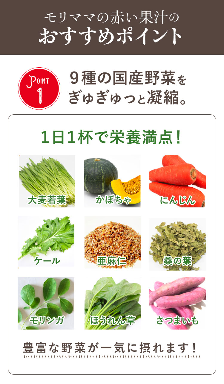 ９種の国産野菜をぎゅぎゅっと凝縮。